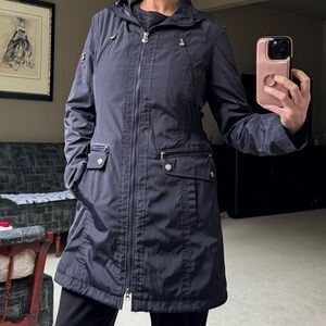 Laundry By Shelli Segal Navy Hooded  Rain Jacket